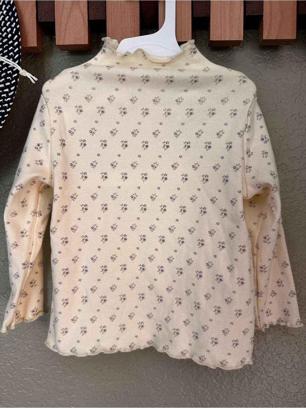 Soft Cream Floral Mock Neck Top